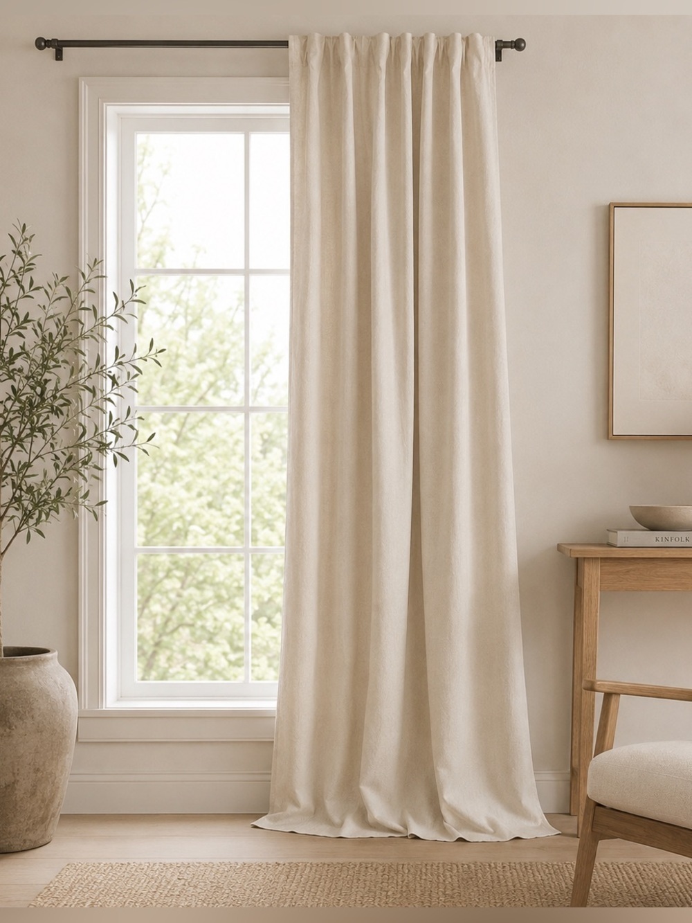 Quince European Linen Blackout Curtain Panel 48x84 Ivory NWOT